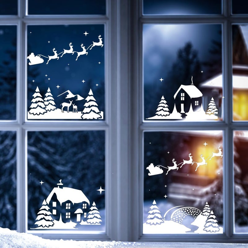 SUNVERSE Christmas Stencils for Window Glass Large Christmas Window Stencil Reusable 58.5” Winter Forest House Village Holiday Stencils for Painting on Window Glass Wall Doormat Wood - Image 4